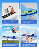 ANTSIR F22 RC Airplane Easy to Fly - 2.4GHz Remote Control Fighter Jet with Gyro Stabilizer & LED Lights, 2 Batteries Foam RC Glider for Kids Boys Adults Beginners (Blue)