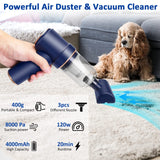 Honlibey 8Kpa Mini Handheld Vacuum Cleaner, 120W High Power Cordless Keyboard Vacuum, 2-in-1 Desk Vacuum & Air Duster with LED Light & Multi-Nozzles for Car, Computer, Sewing Machine