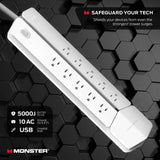 Monster Power Vertex Surge Protector with Detachable USB Power Strip (White, Power Vertex XL)