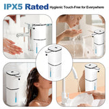 Automatic Liquid Soap Dispenser, 9 Adjustable Levels, 380ml/12.8oz, Auto Touchless Hand Soap or Dish Soap Dispenser,USB Rechargeable Dispenser, White