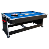 RACK Triad 7-Foot 3-in-1 Multi-Game Swivel Table (Blue Felt with Black Body) - Billiards/Pool, Table Tennis & Air Hockey