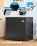 TABU 12.0 Cu Ft Chest Deep Freezer, Large Freestanding Chest Freezer with 7 Level Adjustable Thermostat, Compact Top-opening Deep Freezer with Removable Storage Basket, Black