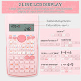 Scientific Calculator, 2 Line Cute Scientific Math Calculator Function Calculator for Students Algebra Geometry Basic Caculator for Middle and High School Students College School Supplies (Pink-6ps)