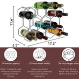 Buruis Countertop Wine Rack, 14-Bottle Modern Freestanding Metal Holder for Red and White Wine, Tabletop, Kitchen, Bar, and Cabinet Storage (Chrome)