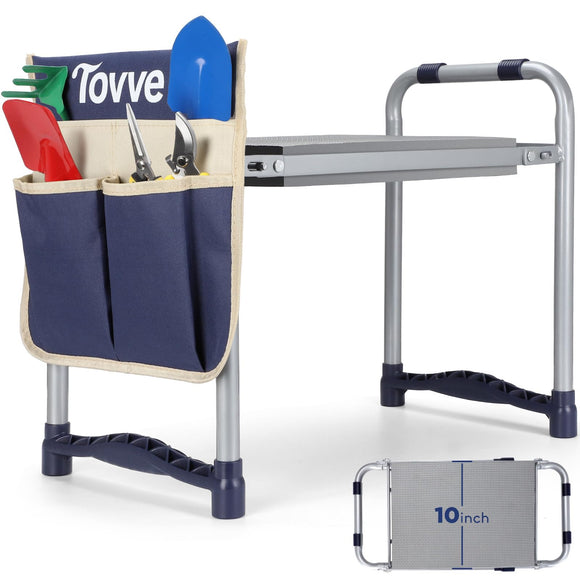 Upgraded Garden Kneeler and Seat with Thicken & Widen Soft Kneeling Pad, Heavy-Duty Foldable Garden Stool with Large Garden Tool Bag