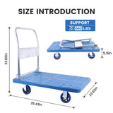 Doppy Push Cart Dolly 660 lbs, Foldable Moving Platform Truck with Swivel Wheels for Loading