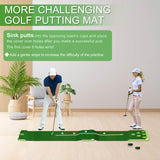 Golf Putting Game Set with Front Border for Indoor & Outdoor,Golf Putting Green Mat Include 4 Balls,1 Portable Bag,2 Flags&Cups,Practice Training Aid for Backyard,Party,Office