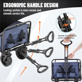 FENSMILE Collapsible Folding Cart, Heavy Duty 220Lbs Capacity, Foldable Utility Cart for Outdoor Camping, Grocery, Sports, Beach, All Terrain