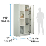 Sauder HomePlus Kitchen Storage Pantry Cabinet with Swing Door Storage and Adjustable Shelves, in Soft White finish
