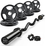 RitFit 2 Inch EZ Curl Bar with Weights, 350LBS Weight Capacity Olympic Curl Barbell for Bicep, Tricep and Weight Lifting Exercises, with 85LBweights