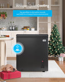 TABU 3.5 Cu Ft Chest Freezer, Freestanding Compact Chest Deep Freezer with 7 Level Adjustable Thermostat& Removable Storage Basket, Energy Saving (Black)