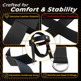 Leather Neck Harness for Weight Lifting – Adjustable Head Strap with Heavy-Duty Steel Chain & Microfiber Padding – Neck Exerciser for Bodybuilding, Boxers & Gym Workout (Black)