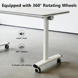 Conference Room Table, 47.2'' Modern Folding Training Tables with Flip Top, Mobile Table with Four Locking Wheels