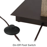Franklin Iron Works Gentry Industrial Rustic Farmhouse Arc Floor Lamp with USB Charging Port 71 1/2" Tall Oil Rubbed Bronze 2-Light Oatmeal Fabric Drum Shade for Living Room Reading Bedroom Office