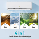 Mini Split AC/Heating System - 12000 BTU Mini Split AC Inverter Heating and Cooling, 19 SEER2 115V/110V Energy Efficient Ductless Air Conditioner Up to 750sq.ft, Pre-charged System, Installation Kit