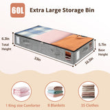 combocube 2 Pack Under Bed Storage Containers, Stackable Closet Organizers and Storage Bins with Sturdy Support, Foldable Underbed Clothes Storage Box for Blanket, Comforter, Sweater, Pillows, Shoes