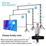 TOWOND Projector Screen and Stand, 150 inch Indoor Outdoor Projection Screen, Portable 16:9 4K HD Rear Front Movie Screen with Carry Bag Wrinkle-Free Design for Home Theater Backyard Cinema