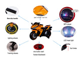 12V Electric Ride On Motorcycle for Kids, Training Wheels, Full Hand Drive Motorbike Toy, Perfect for Boys and Girls (3-8 Yrs) (Orange)