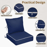 24x24 Outdoor Chair Cushions Set of 2, Waterproof Deep Seat Cushions for Patio Furniture with Removable Cover, Fade Resistant