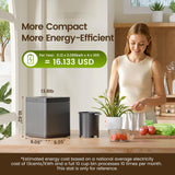 TOPZEE Electric Composter for Kitchen|3L Kitchen Compost Bin Countertop Odorless|Food Composter Auto-Cleaning, Dark Gray