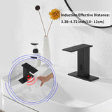 GGStudy Automatic Sensor Matte Black Touchless Bathroom Sink Faucet Black Vanity Waterfall Bathroom Water Tap with Control Box and Temperature Mixer