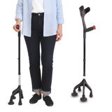 KMINA Quad Crutch for Women and Men (Sturdy 3.3 lbs), 4 Prong Forearm Crutches for Stability and Support, Adjustable and Ergonomic, Patented Design, Made in Europe