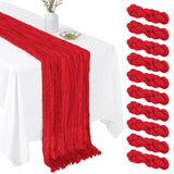 10 Pack Red 17 x 108 Inch Cheesecloth Table Runner - Boho Gauze Sheer Fabric for Wedding Baby Shower Party Home Decor