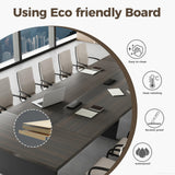 Conference Table for 8-10 People with Built-in Power Box and Cable Management, 2" Thick Rectangular Meeting Table