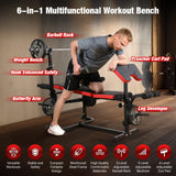 6-in-1 Foldable Weight Bench Set, 1695LBS Adjustable Workout Bench/Barbell Rack/Curl Pad, Bench Press, Leg Extension and Curl machine