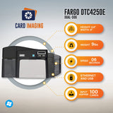 Fargo DTC4250e Dual-Side ID Card Printer & Supplies Package with Card Imaging Software 52100