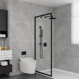 GDGZQD 34" X 75" Shower Door Clear Tempered Glass Framed Shower Screen Walk-in Black Finish, Shower Screen Walk-in Black Finish