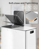 DEXSO Large Trash Can with Lid - 16 Gallons Foot Step Stainless Steel Dual 8-Gallon Compartments Trash and Recycle Bin Combo Garbage Can