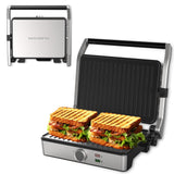 MUBENLIFE Panini Press, Electric Sandwich Press Grill, Open 180 Degrees, Electric Grill Indoor, Perfect for Grilling Sandwich, Steak, Burger, Adjustable Temperature Control, Non Stick Coating,GT60