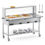 ROVSUN 96QT Electric Commercial Food Warmer 2000W, 12-Pan Steam Table 8QT/Pan Stainless Steel Bain Marie w/Overshelf Undershelf Separate Temperature Control & Lid Acrylic Shield for Buffet Restaurant