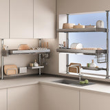 STCERY Kitchen Sink Dish Storage Rack, Over Sink Dish Drying Rack, Expandable Storage Shelf Organizer, Adjustable Height, Perfect for Family, and Camper Van(Gray 2,78cm/30.7in)