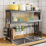 QIUHTR Over The Sink Dish Drying Rack with Dustproof Cover Drying Rack Kitchen with Cutlery Holder,Space Saving Counter Organizer,for Dishes,Plates,Cups,Utensils