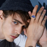 Oseew 2027 Men Personalized Graduation Class Ring High School (White Gold)