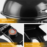 Electric Grill, Techwood Indoor/Outdoor Electric BBQ Grill, 1600W Portable Removable Stand Grill with Adjustable Heat & Drip Tray (Black)