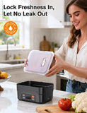 EAST OAK XL 6.3-Cup/1.5L Cordless Electric Lunch Box for adults, Heated Lunch Box Food Heater 220°F Stainless Steel Container for Work Outdoor, Black