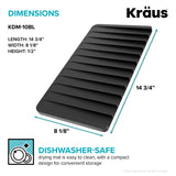 Kraus Roll Up Dish Drying Rack with Self-Draining Silicone Dish Drying Mat and Silicone Soap Dish Holder in Black, KDM-KRM-10BL