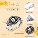 Oseew Customized Men 2027 High School Class rings Graduation (White Gold)