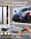 [100% Offset & 360° Stand] 4K Support Projector with WiFi 6 and Bluetooth 5.4, Antmap Outdoor Movie Projector with 12W Immersive Speaker, Home Theater Proyector Compatible with Phone/TV Stick/PC/PS5