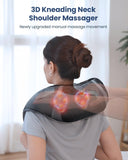 COMFIER Cordless Neck Massager, Shiatsu Shoulder Massager with Heat, 3D Kneading Back Massager Pillow, Mother Day Gift, Black