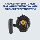 PENN 1292938 Squall Lever Drag 2-Speed Trolling Fishing Reel, 890/50, black, IGFA50, SQL50VSW