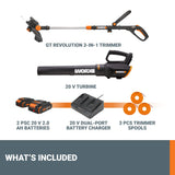 Worx 20V 12" Cordless String Trimmer & 360 CFM Leaf Blower Combo, 2 Batteries & Charger Included, WG930.2