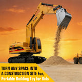 UMURSIM RC Hydraulic Excavator Toy, 6-Channel Remote Control Excavator with Metal Shovel & Lights, 360° Rotation Mini Excavator, RC Construction Vehicles Digger Toy for Boys 3-8