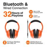 Puro Sound Labs PuroPro Hybrid Active Noise Cancelling Headphones, Volume Limiting, Hi-Res Audio, 32h Playtime – Orange