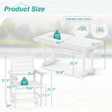 Homenjoy 7 Piece Patio Dining Set, 66" Rectangle HDPS Weather Resistant Outdoor Table & 6 Patio Chairs Set with 1.96" Umbrella Hole, Heavy Duty Chairs for Backyard Balcony Deck, White