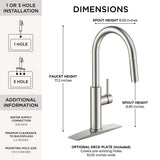 FORIOUS Kitchen Faucet with Pull Down Sprayer, Classic Brushed Nickel, Single Handle High Arc Stainless Steel Kitchen Sink Faucet, 1 or 3 Hole Deck Mount for RV, Bar, Farmhouse, Laundry, Outdoor