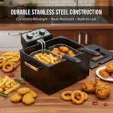 4.9 Liters/20 Cups 1800W Large Electric Deep Fryer with 3 Frying Baskets, Adjustable Temperature,View Window Lid,Countertop Stainless Steel Body Deep Fryer Pot, Fry Fish for Home Use